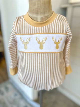 Khaki Deer Trio Embroidery Bubble