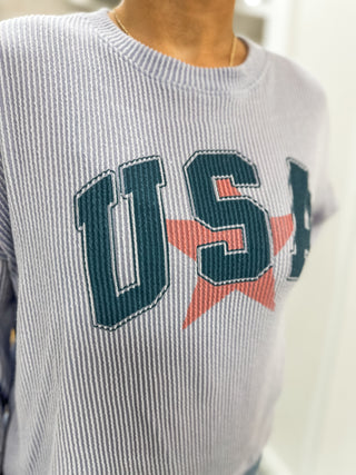 Ribbed Vintage USA Graphic Pullover