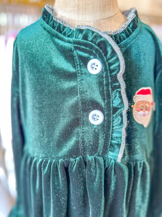 A Classic Christmas Embroidered Velvet Dress