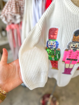 Winter Christmas Girls Character Sequins Pullover Sweater