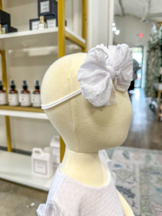Frilly Frou Mini White Bow Headband