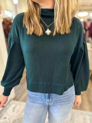 Hunter Green Essential Mock Neck Sweater