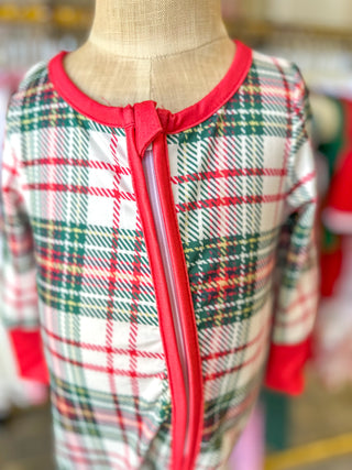 Christmas Plaid Baby Romper W/ Long Sleeves