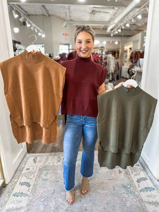 Olive Fall Forward Sleeveless Sweater