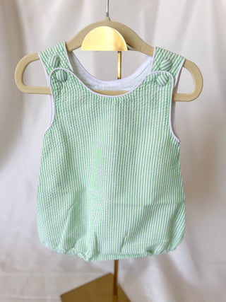 Classic Green Seersucker Bubble Romper