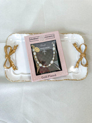 First Communion 14K Gold-Plated Miraculous Medal Bracelet