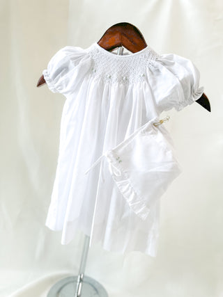 White Smocked Daygown W/ Raglan Embroidery