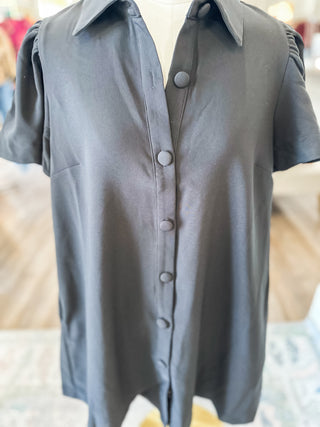 Midnight Charm Button Down Collared Dress