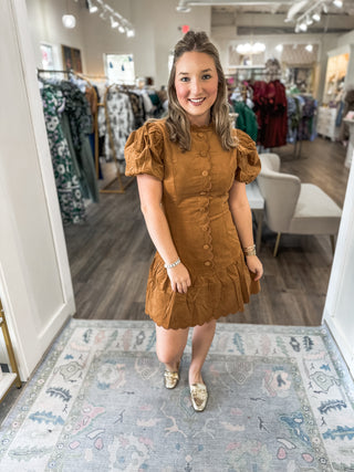 Toffee Twirl Scallop Mini Dress