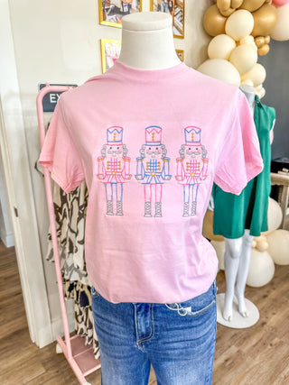 Candy Pink Colors Nutcracker Embroidered Tee