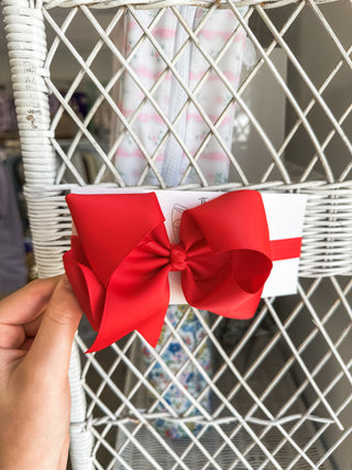Red Classic Grosgrain Satin Headband Bow