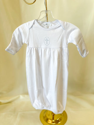 Blue Blessed Embroidered Gown- Magnolia Baby