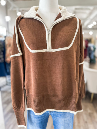 The Mocha Cream Half-Zip Sweater