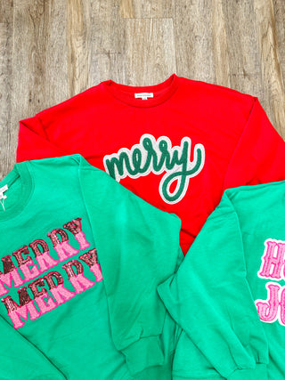 Red Millie Traditional Merry Shiny Chenille Sweatshirt