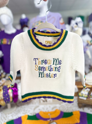 Throw Me Something Mister Mardi Gras Layered Trim Sweater
