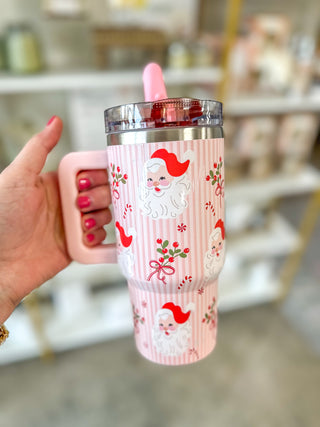 Holly Jolly Santa 20oz Tumbler Flip Straw