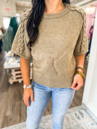 Oatmeal Braided Charm Knit Top