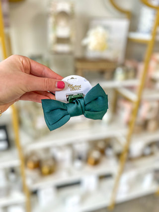 Green Mini Satin Bow Claw Clip