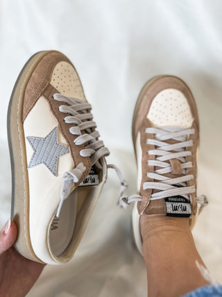 Sabot Beige W/ Grey Star Open Back Slip-On Sneakers