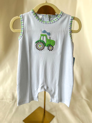 Tractor Tales Applique Short Playsuit- Magnolia Baby