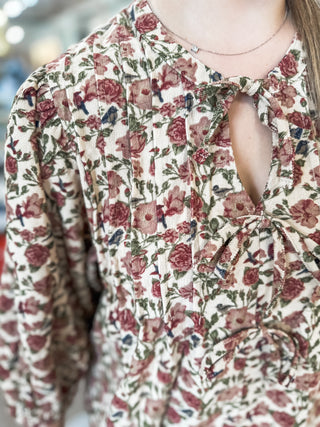 Rosewood Meadow Corduroy Bow Detail Top