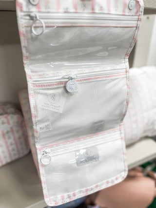 TRVL Pink Ribbon Floral Mini Rollup Hanging Bag