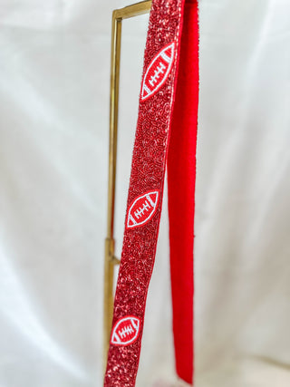 Red On The Field Beaded Bag Strap