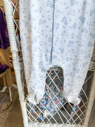Light Blue Bunny Hop Footie- Magnolia Baby
