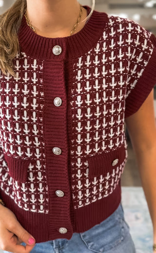 Burgundy Tweed & Tinsel Sweater Vest