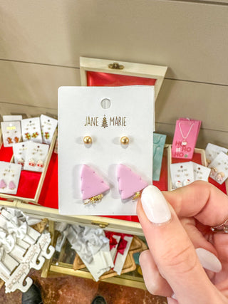 JM Sweet Pink Tree Stud Earring Set