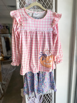 Trick or Treat Gingham & Floral Bell Bottoms Set
