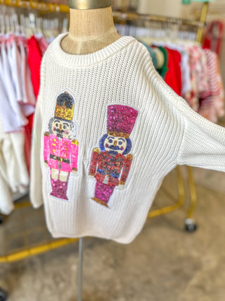 Winter Christmas Girls Character Sequins Pullover Sweater