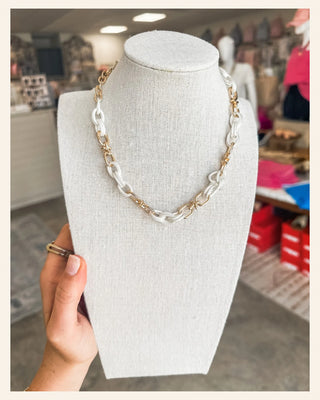 Gold & Silver Oval Link Chain 16"-18" Necklace