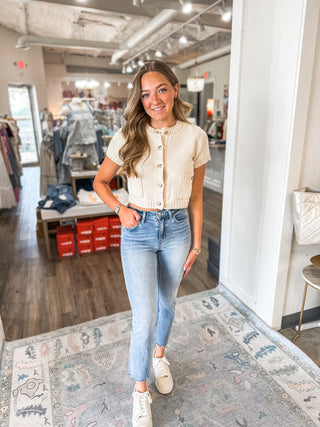 Please Be Polite High Rise Crop Straight Jeans - Flying Monkey