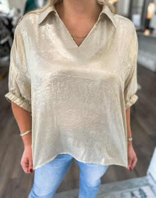 Pear Metallic Toast to Glam Top