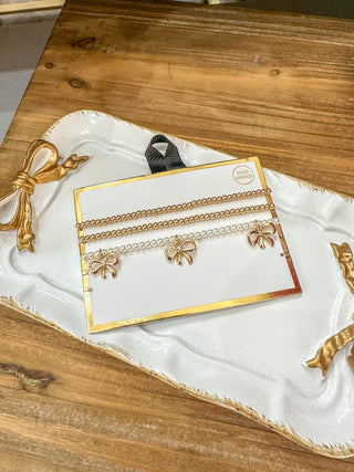 Bow Belle Gold & Pearl Bracelet Set