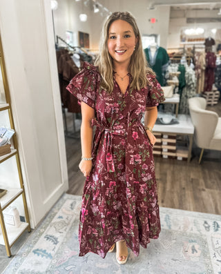 Burgundy Fall Fling MIDI Dress