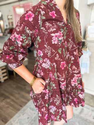 Burgundy Fall Fling Mini Dress