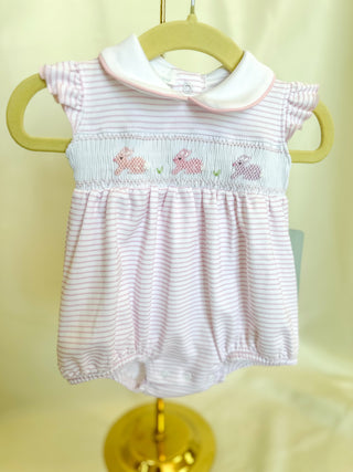 Pink Hoppity Hop Easter Classic Smocked Bubble- Magnolia Baby