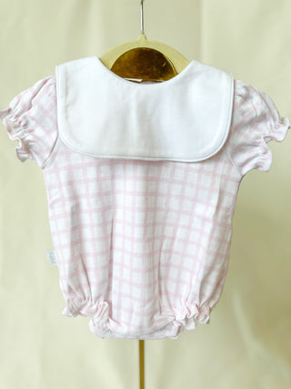 Paty Pink Gingham Pima Bubble W/ Bib