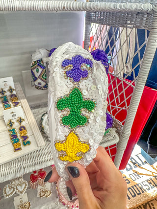 White Life of the Mardi Sequin Headband