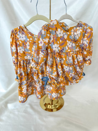 Mustard Fall Fashion Floral Dress