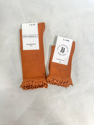 Sugar Almond Lace Top Knee-High Socks