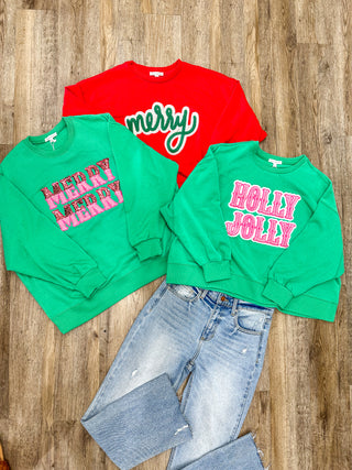 Red Millie Traditional Merry Shiny Chenille Sweatshirt