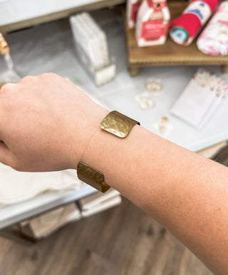 Matte Gold Hammered Cuff Bangle