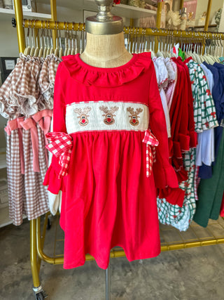 Rudolph Smocked Christmas Dress