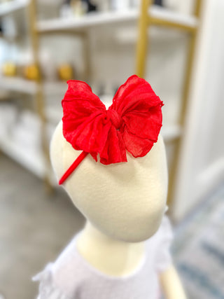 Frilly Frou Mini BRIGHT RED Bow Headband