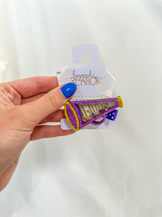 Purple & Gold Megaphone Bow Charm