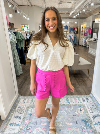 SET Cupcake Dear Flamingo Pink Scalloped Details Shorts/Top