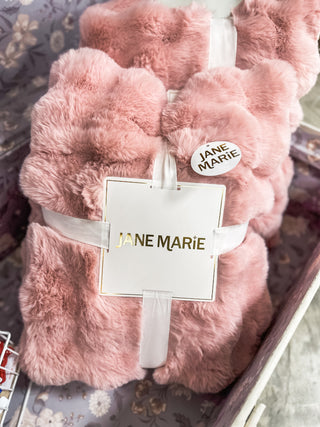 Pink Faux Fur Throw Blanket